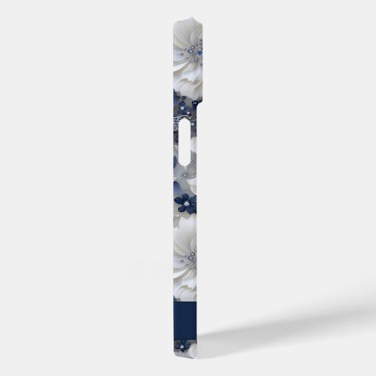 Elegant Blauw Wit Bloemen Chique Aangepaste Naam Case-Mate iPhone Case (Achterkant / Rechts)