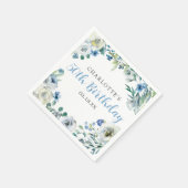 Elegant Blauw Wit Bloemen Custom Verjaardagsfeest Servet (Hoek)