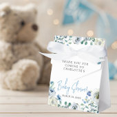 Elegant Blauw Wit Bloemen Jongen Baby shower Bedankdoosjes