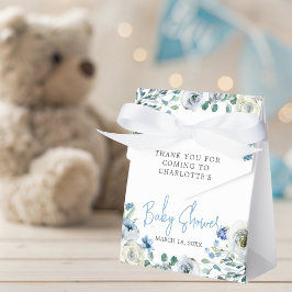 Elegant Blauw Wit Bloemen Jongen Baby shower Bedankdoosjes