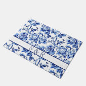 Elegant Blauw Wit Bloemen Toile Bruiloft Deurmat (Schuin)