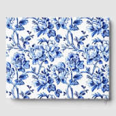 Elegant Blauw Wit Bloemen Toile Bruiloft Gastenboek (Achterkant)