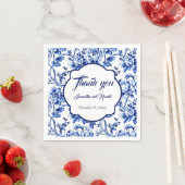 Elegant Blauw Wit Bloemen Toile Bruiloft Servet (Insitu)