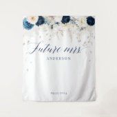 Elegant Blauw Wit Bloemen Vrijgezellenfeest Achter Wandkleed (Voorkant)