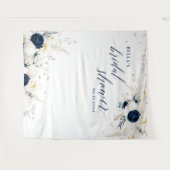 Elegant Blauw Wit Bloemen Vrijgezellenfeest Achter Wandkleed (Voorkant (horizontaal))