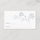 Elegant blauw wit bloemenbruiloft Place Card Plaatskaartje (Voorkant)