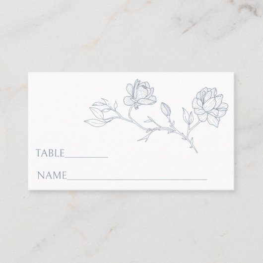 Elegant blauw wit bloemenbruiloft Place Card Plaatskaartje (Voorkant)