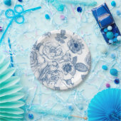 Elegant blauw wit  bloemenpatroon bord (Feest)