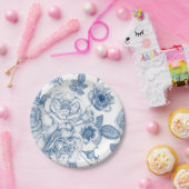 Elegant blauw wit  bloemenpatroon bord (Feest)