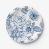 Elegant blauw wit  bloemenpatroon bord (Voorkant)
