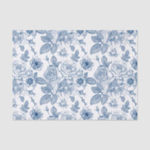 Elegant blauw wit bloemig  feestweefsel