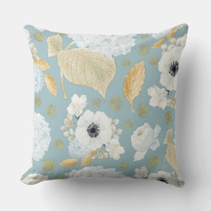 Elegant Blauw & Wit Bloemmotief Kussen