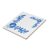 Elegant blauw & wit bloemmotief mediterraan tegeltje (Zijkant)
