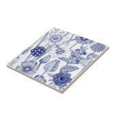 Elegant blauw wit  bloemmotief tegel tegeltje (Zijkant)