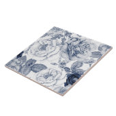 Elegant blauw wit  bloemmotief tegel tegeltje (Zijkant)