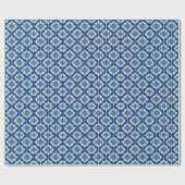Elegant blauw-wit bloempatroon cadeaupapier (Vlak)