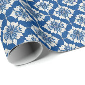 Elegant blauw-wit bloempatroon cadeaupapier (Rol Hoek)