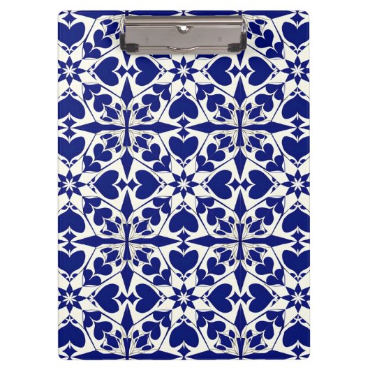 Elegant blauw-wit bloempatroon klembord (Voorkant)