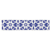 Elegant blauw-wit bloempatroon korte tafelloper (Horizontaal)