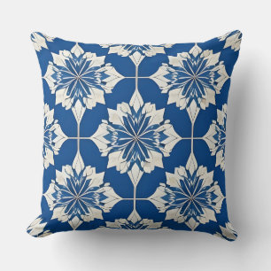 Elegant blauw-wit bloempatroon kussen