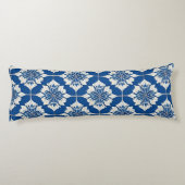 Elegant blauw-wit bloempatroon lichaamskussen (Achterkant)
