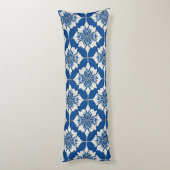 Elegant blauw-wit bloempatroon lichaamskussen (Achterkant (Verticaal))