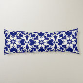 Elegant blauw-wit bloempatroon lichaamskussen (Achterkant)