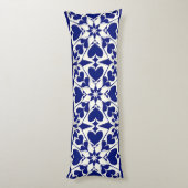 Elegant blauw-wit bloempatroon lichaamskussen (Achterkant (Verticaal))