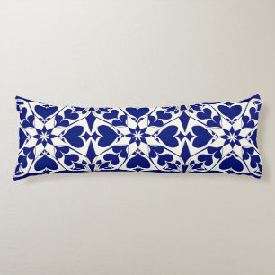 Elegant blauw-wit bloempatroon lichaamskussen