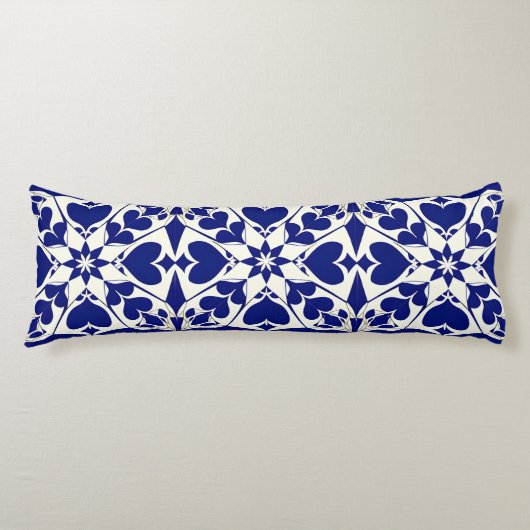 Elegant blauw-wit bloempatroon lichaamskussen (Voorkant)