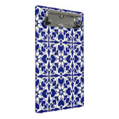 Elegant blauw-wit bloempatroon mini klembord (Schuin)