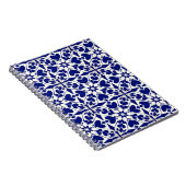 Elegant blauw-wit bloempatroon notitieboek (Rechterzijde)