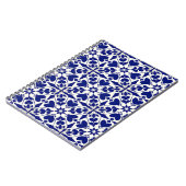 Elegant blauw-wit bloempatroon notitieboek (Linkerzijde)