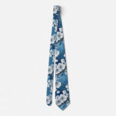 Elegant Blauw Wit Bloesem Werk Bruiloft Hals Stropdas (Achterkant)
