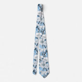 Elegant Blauw Wit Bloesem Werk Bruiloft Hals Stropdas (Achterkant)