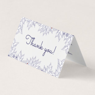 Elegant Blauw Wit Bruiloft Dank u Kaart