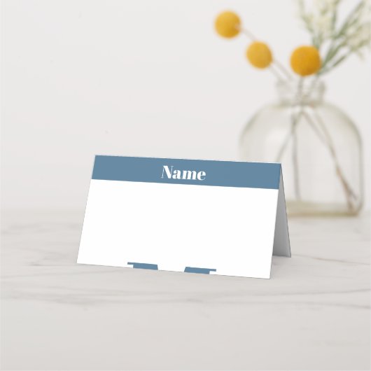 Elegant blauw & wit Bruiloft Plaats Kaart minimali Plaatskaartje (Achterkant)