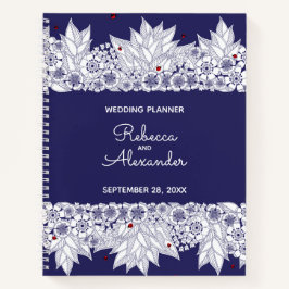 Elegant Blauw Wit Bruiloft Planner Notitieboek