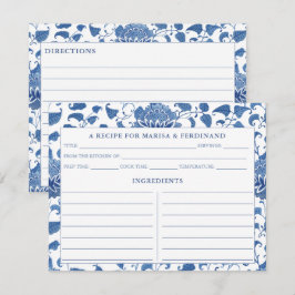 Elegant Blauw-Wit Chinees Patroon Receptkaart Kaart