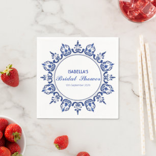 Elegant blauw-wit Chinoiserie antiek Patroon Servet