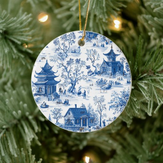 Elegant Blauw & Wit Chinoiserie Design Ornament (Boom)