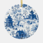 Elegant Blauw & Wit Chinoiserie Design Ornament (Voorkant)