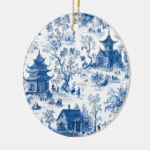 Elegant Blauw & Wit Chinoiserie Design Ornament (Links)
