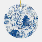 Elegant Blauw & Wit Chinoiserie Design Ornament (Achterkant)
