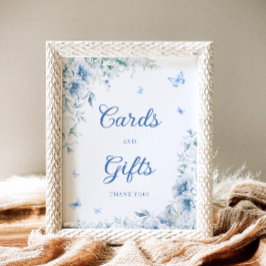 Elegant Blauw Wit Chinoiserie Kaarten en Geschenke Poster