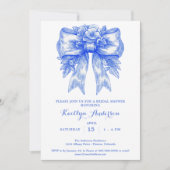 Elegant blauw-wit Chinoiserie Vrijgezellenfeest Kaart (Voorkant)