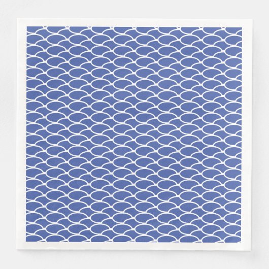 Elegant Blauw Wit Cresting Ocean Waves Patroon Servet (Voorkant)