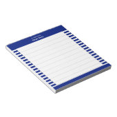 Elegant blauw & wit gevoerde strepen notitieblok (Schuin)
