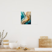 Elegant Blauw Wit Goud Chique Agaat Marmer Poster (Keuken)