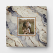 Elegant blauw wit goud koper marmer graniet fotoplaat (Voorkant)